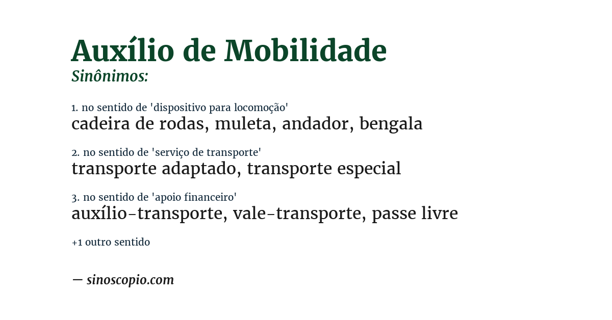 Sinônimo de auxílio de mobilidade