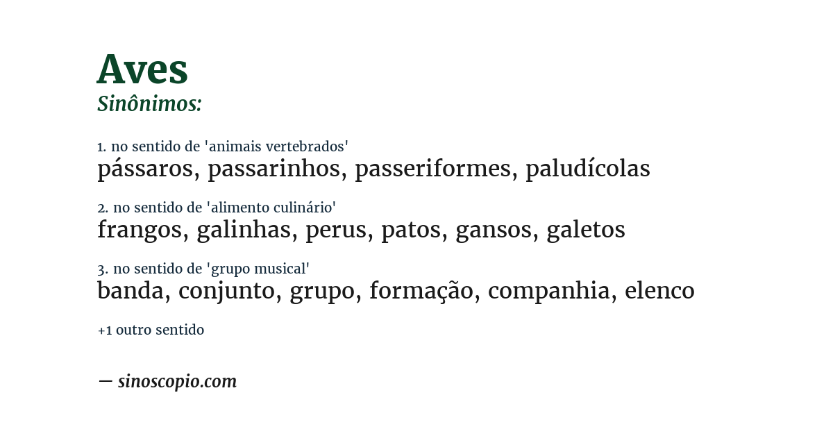 Sinônimo de aves