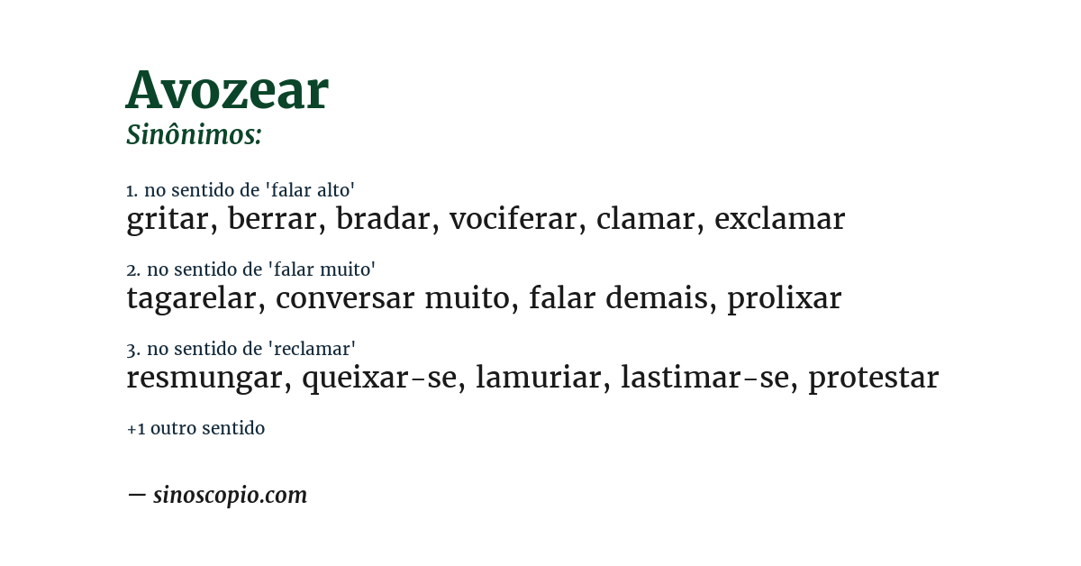Sinônimo de avozear