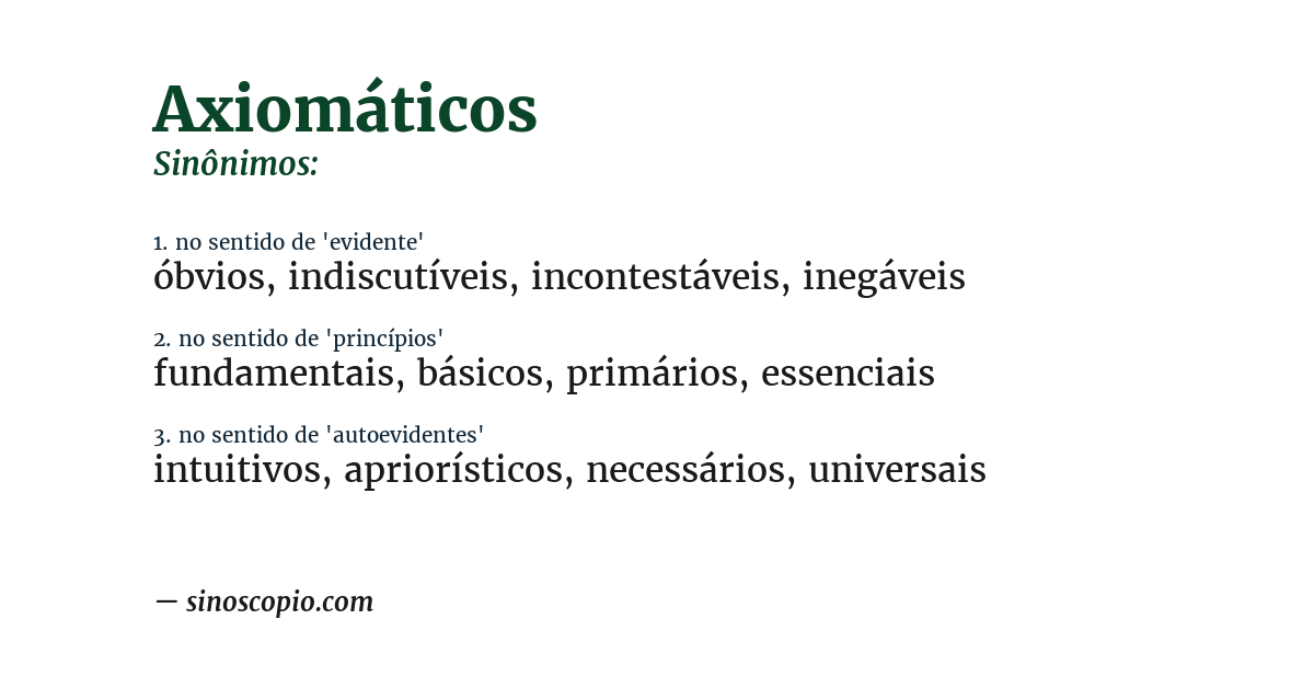 Sinônimo de axiomáticos