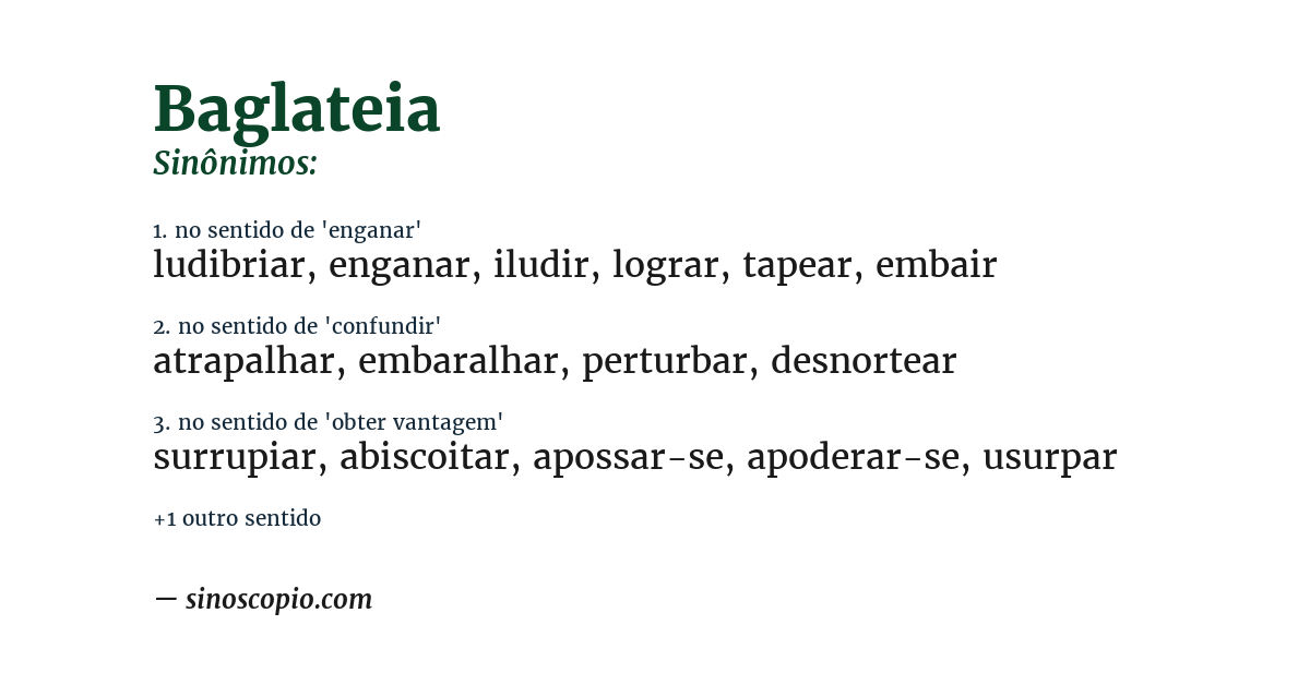 Sinônimo de baglateia