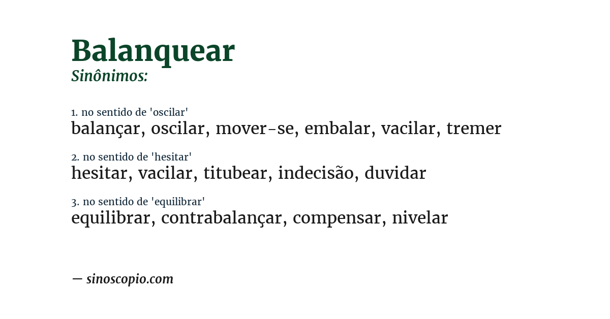 Sinônimo de balanquear