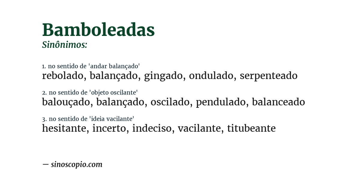 Sinônimo de bamboleadas