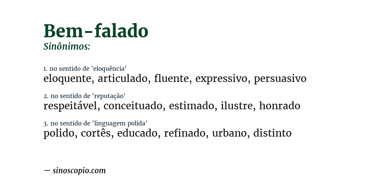 Sinônimo de bem-falado
