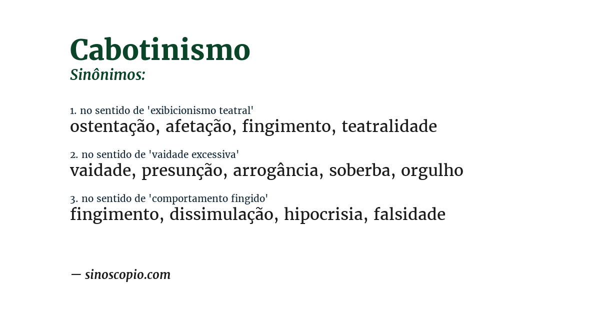 Sinônimo de cabotinismo