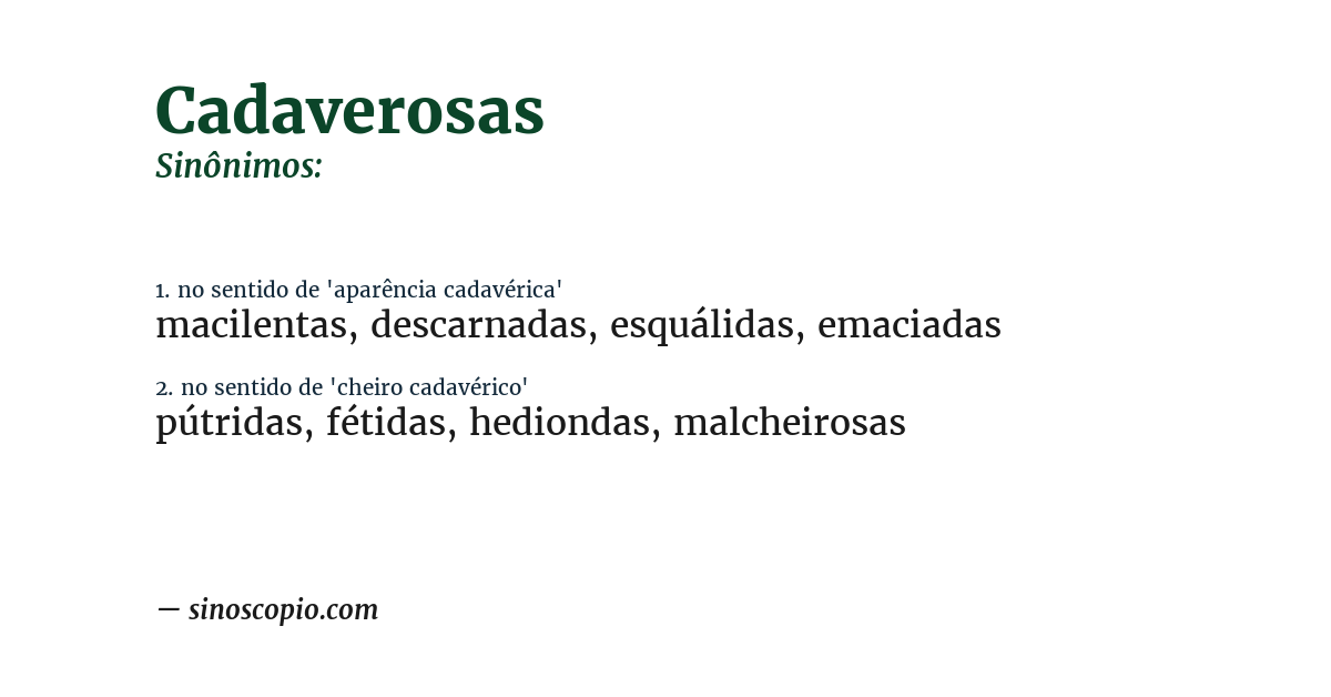 Sinônimo de cadaverosas