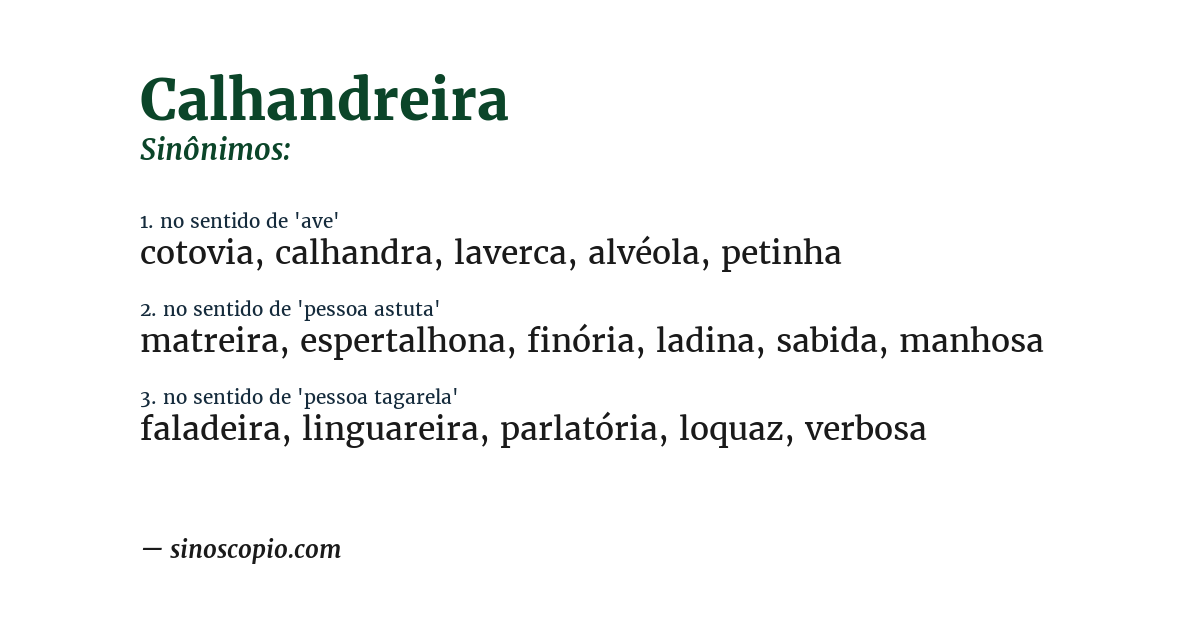 Sinônimo de calhandreira