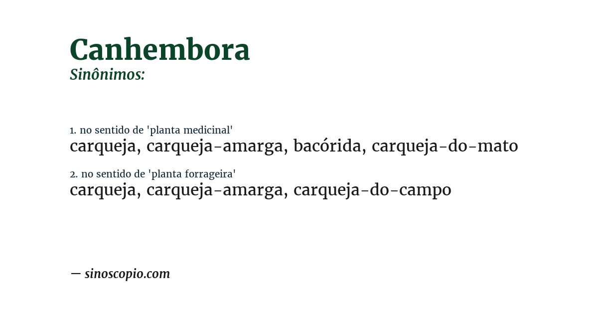 Sinônimo de canhembora