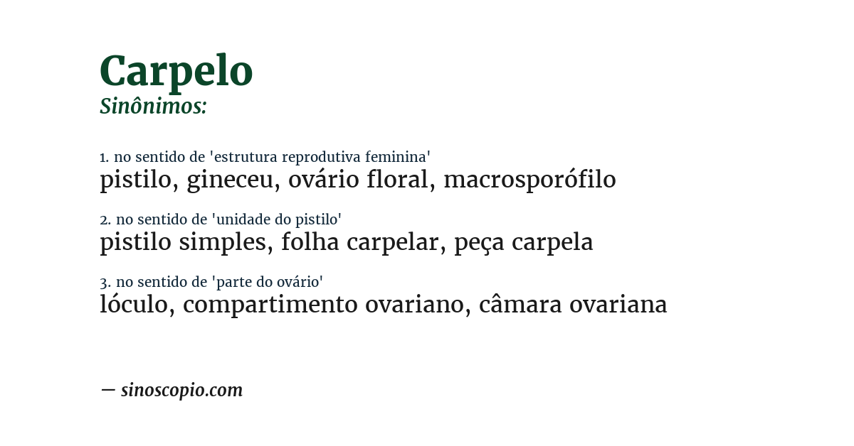 Sinônimo de carpelo