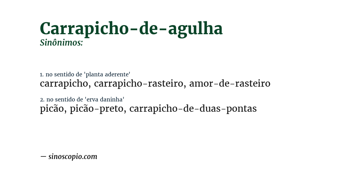 Sinônimo de carrapicho-de-agulha