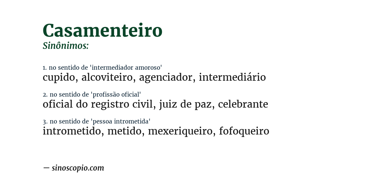 Sinônimo de casamenteiro