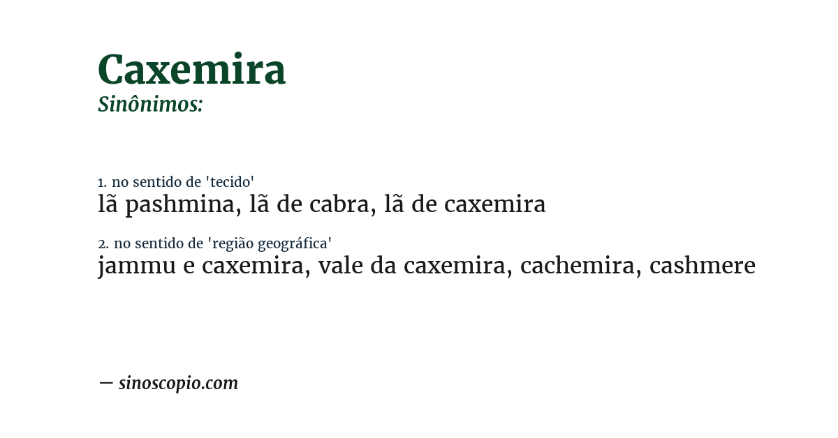 Sinônimo de caxemira