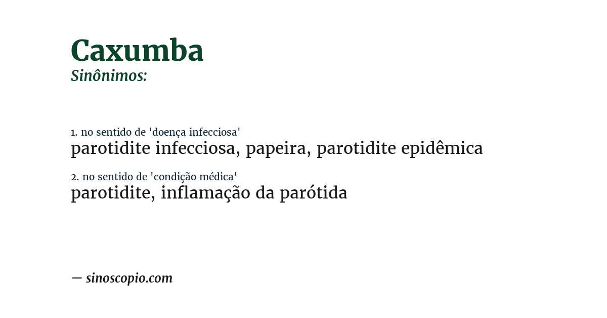 Sinônimo de caxumba