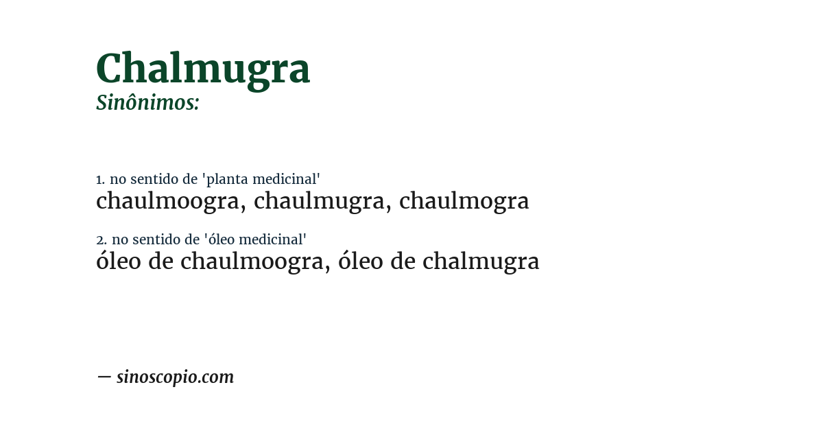 Sinônimo de chalmugra