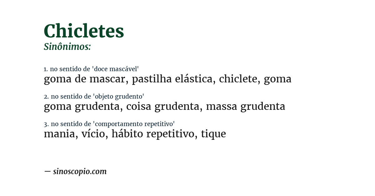 Sinônimo de chicletes