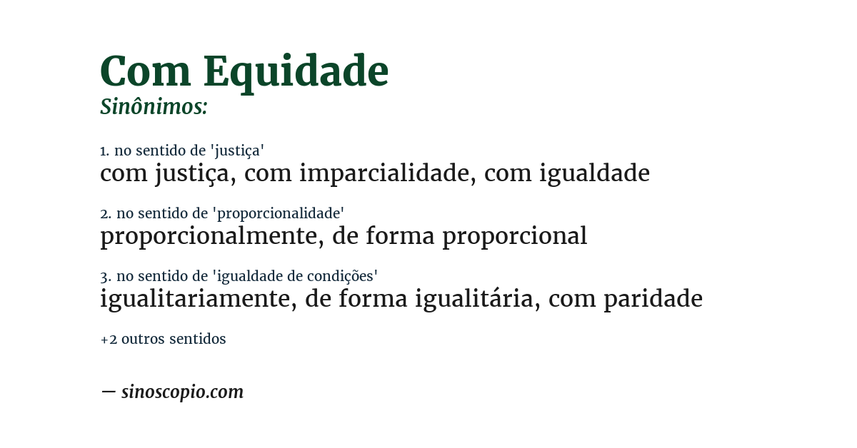 Sinônimo de com equidade