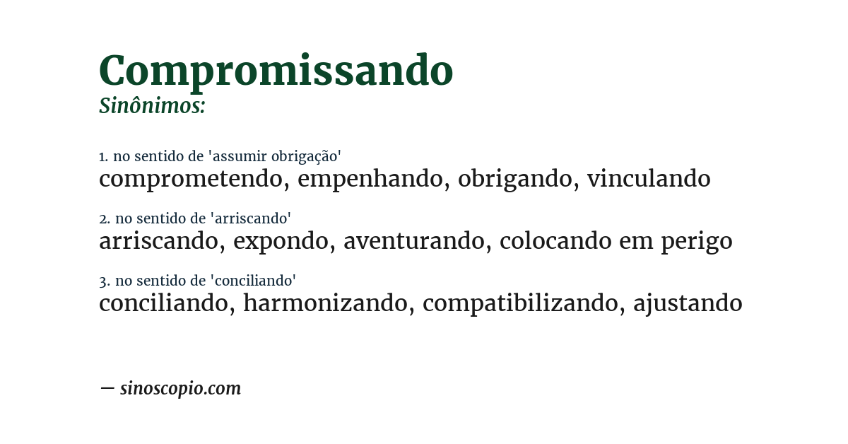 Sinônimo de compromissando