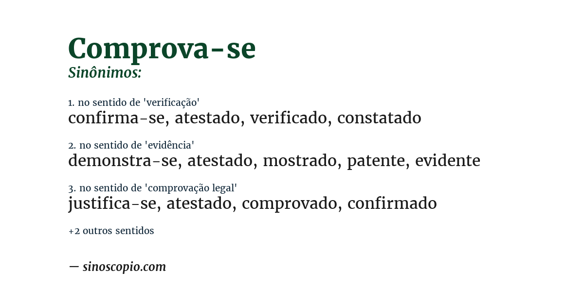 Sinônimo de comprova-se