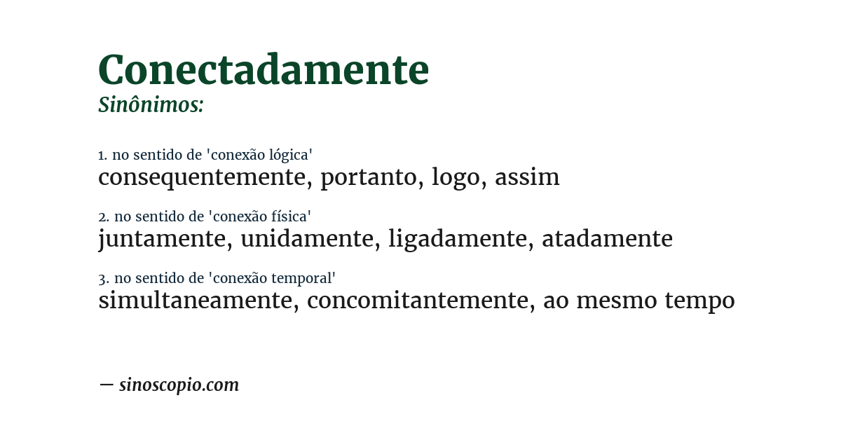 Sinônimo de conectadamente