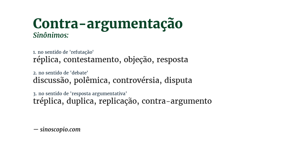 Sinônimo de contra-argumentação