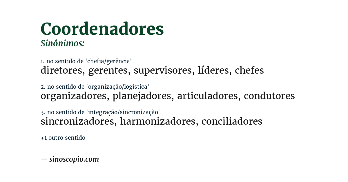 Sinônimo de coordenadores