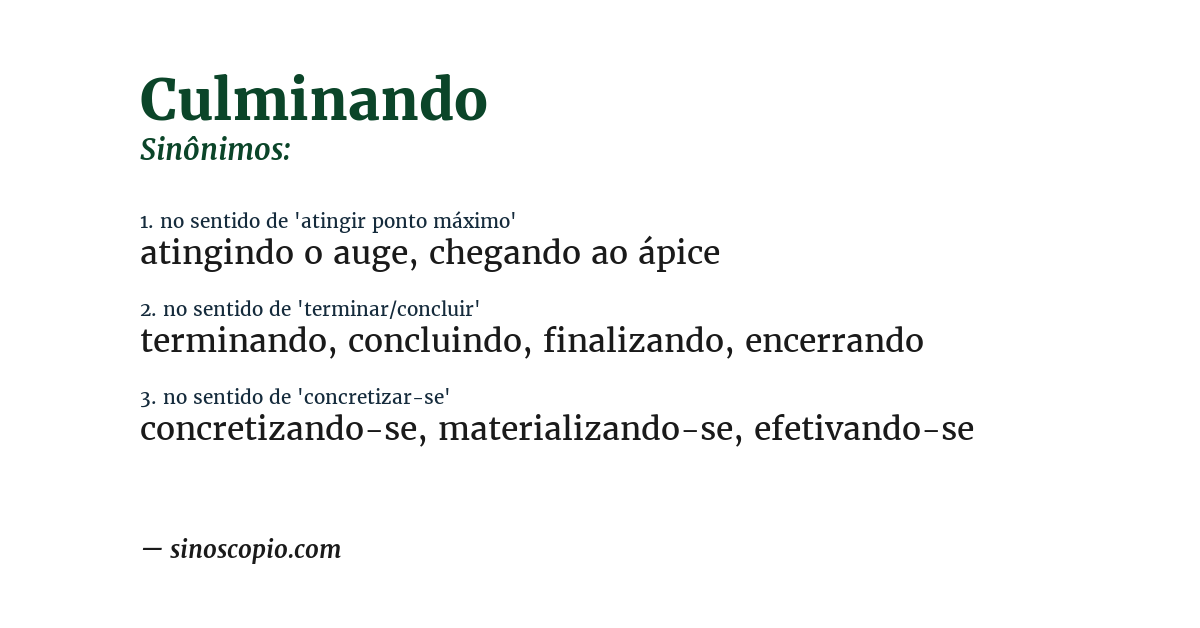 Sinônimo de culminando