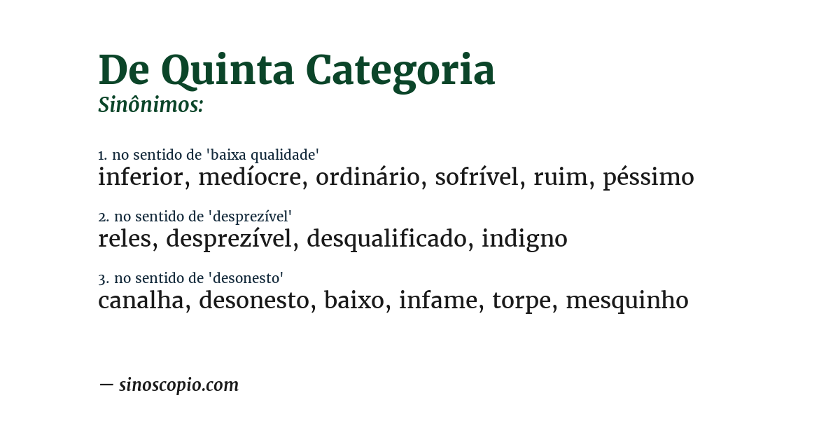 Sinônimo de de quinta categoria