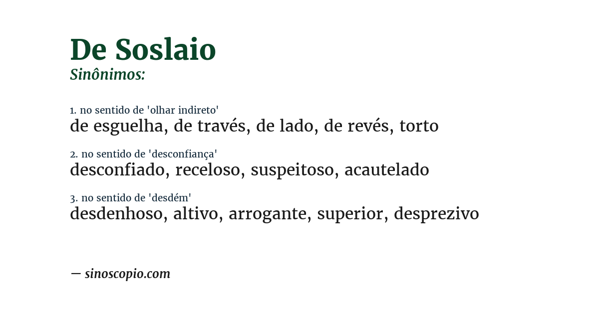 Sinônimo de de soslaio