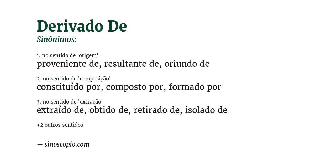 Sinônimo de derivado de