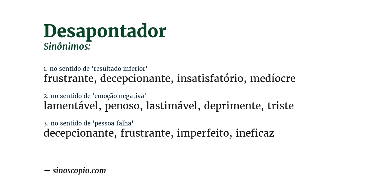 Sinônimo de desapontador