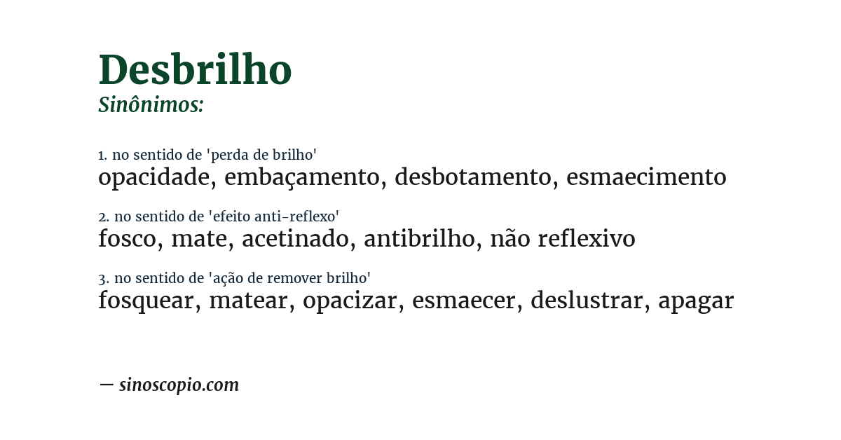 Sinônimo de desbrilho