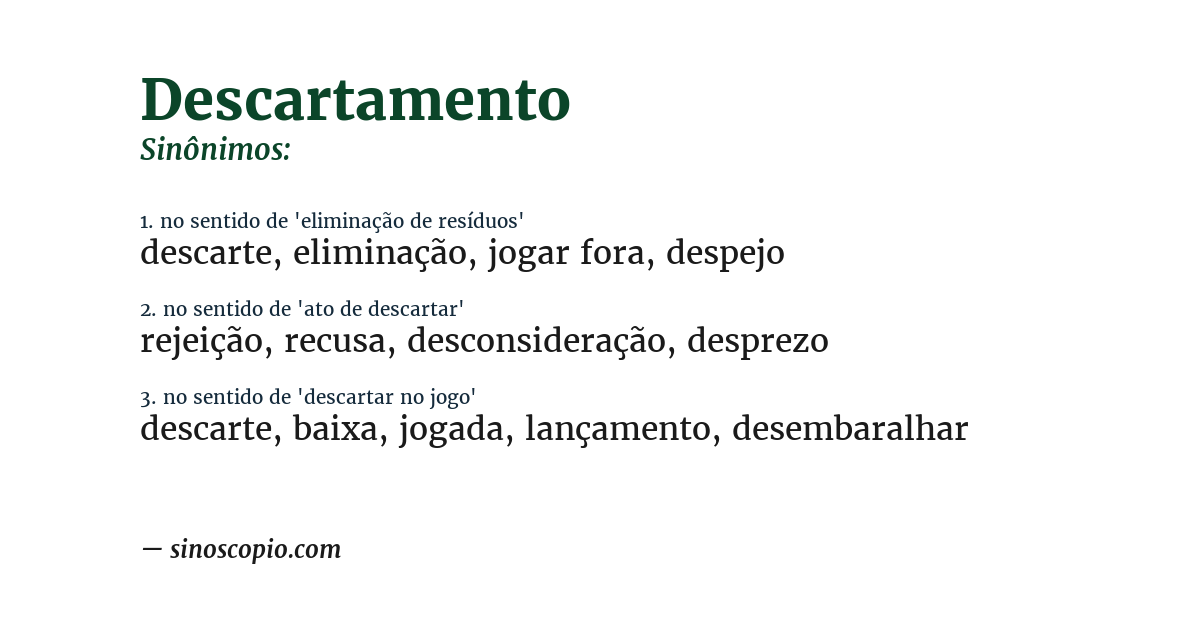 Sinônimo de descartamento
