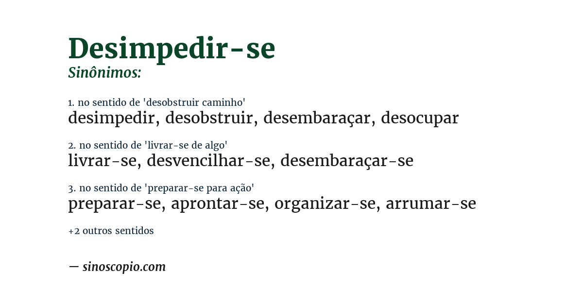 Sinônimo de desimpedir-se
