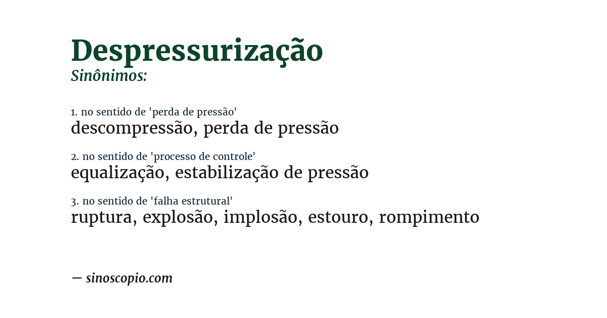 Sinônimo de despressurização