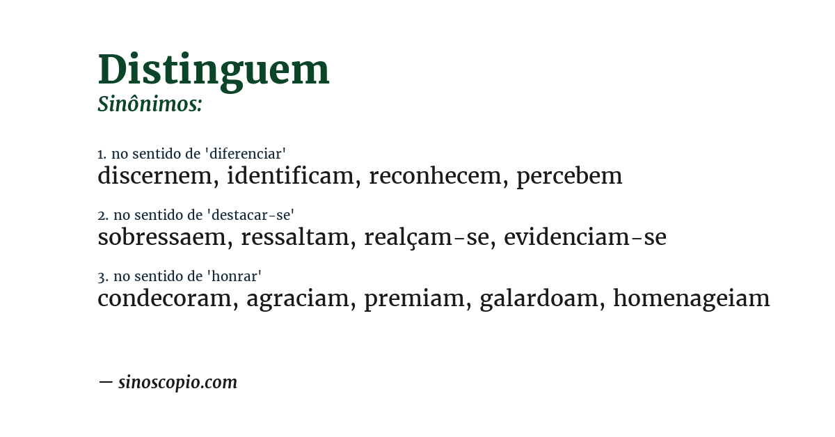 Sinônimo de distinguem
