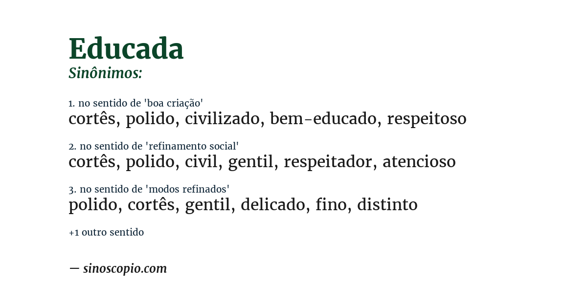Sinônimo de educada