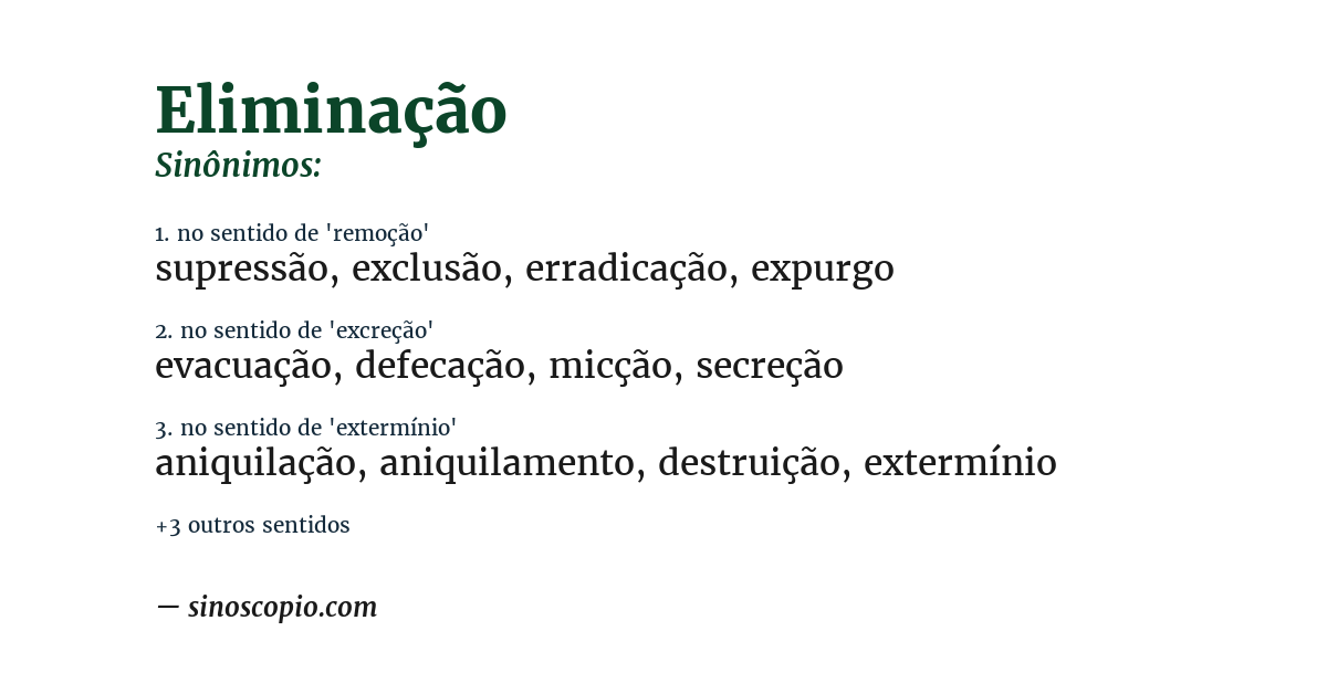 Sinônimo de eliminação