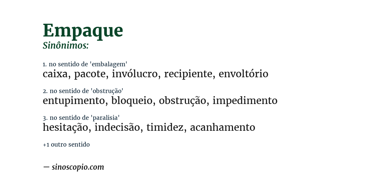Sinônimo de empaque