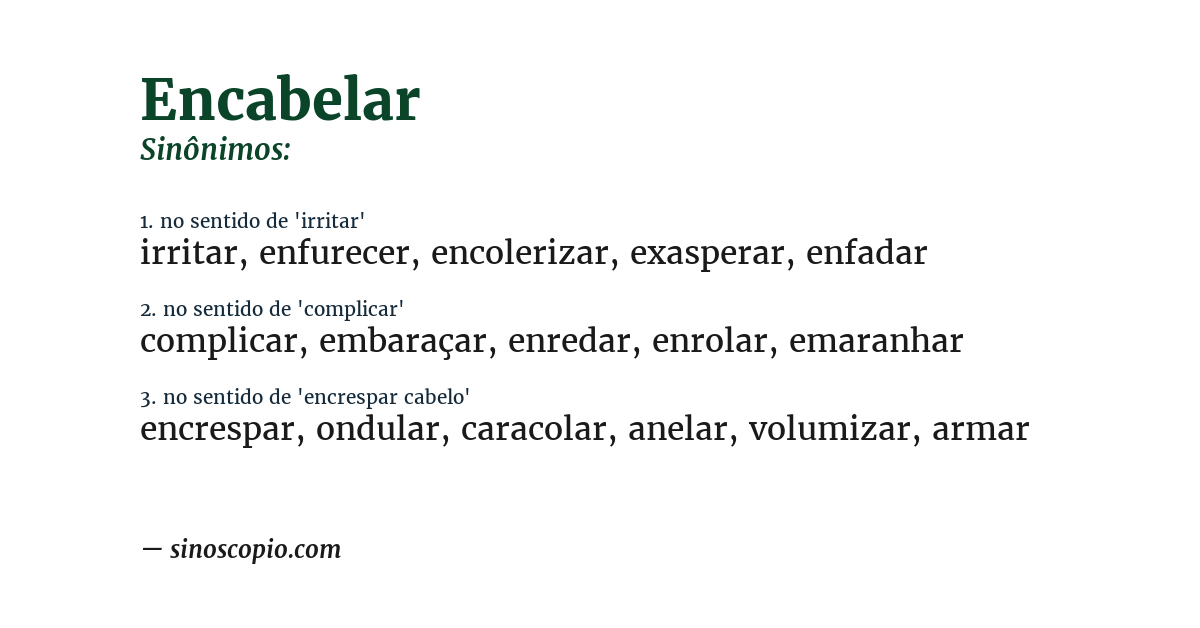 Sinônimo de encabelar