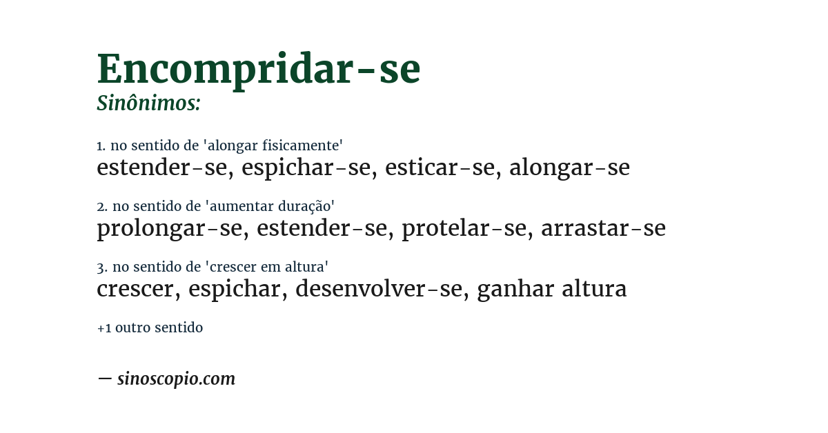Sinônimo de encompridar-se