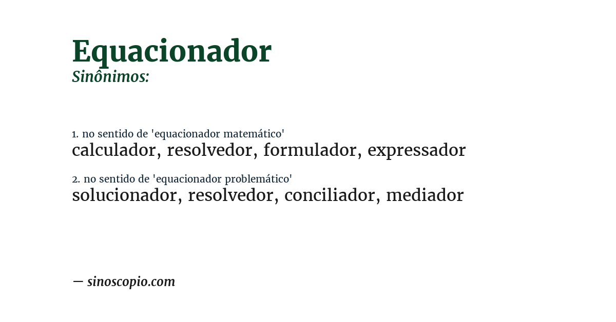 Sinônimo de equacionador