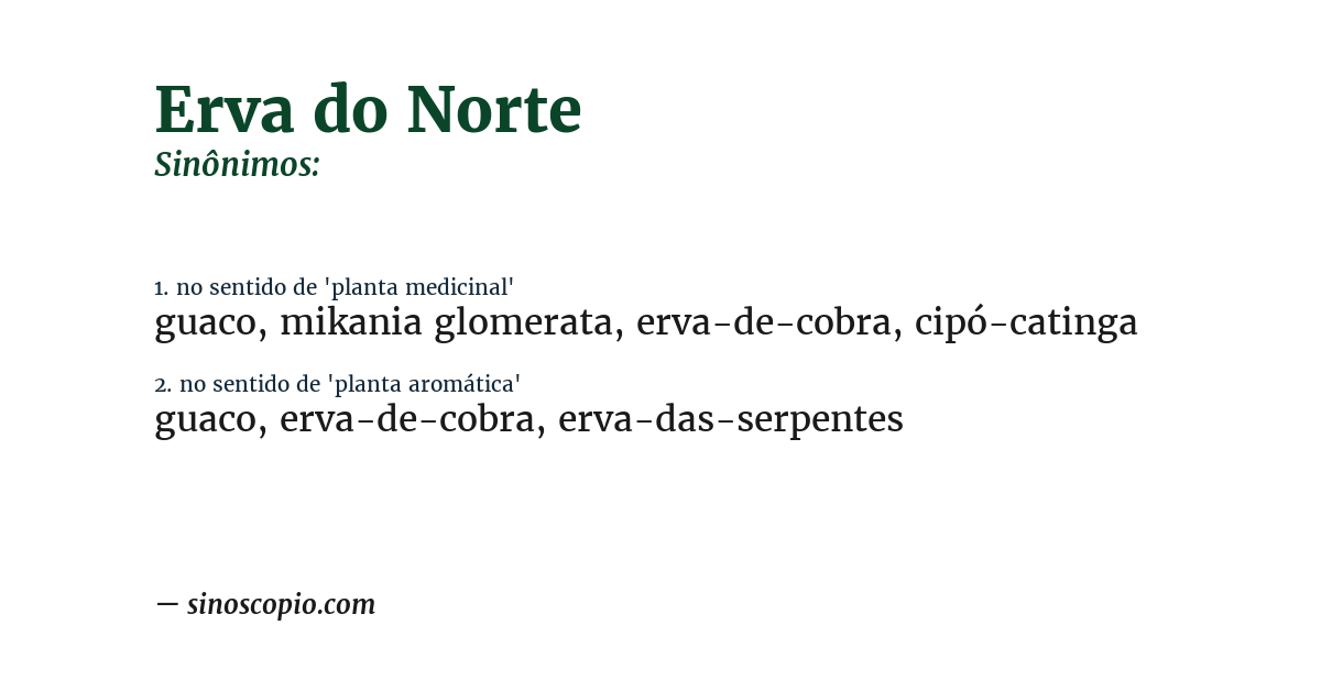 Sinônimo de erva do norte
