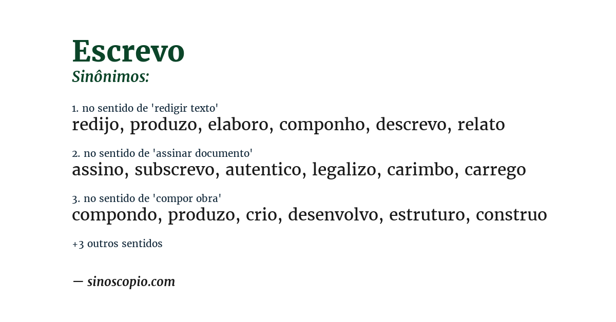 Sinônimo de escrevo