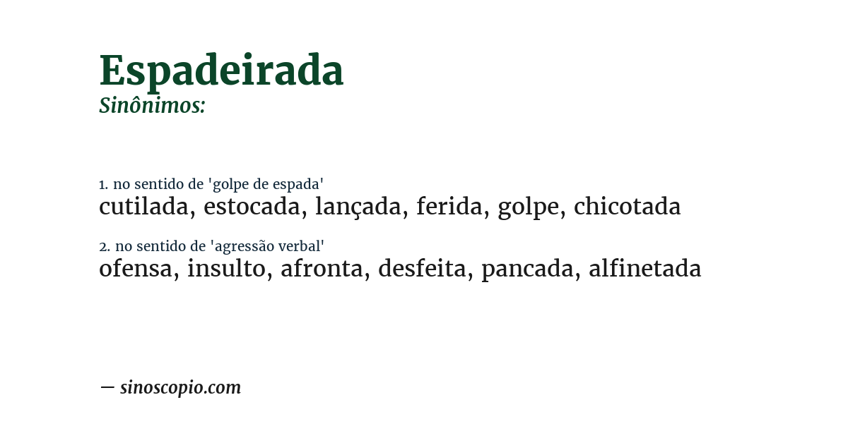 Sinônimo de espadeirada