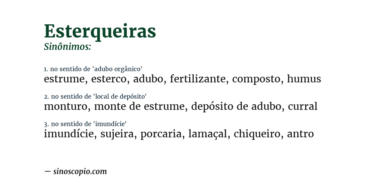 Sinônimo de esterqueiras