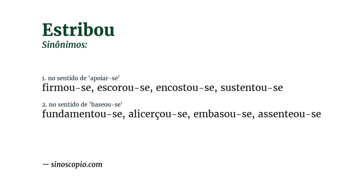 Sinônimo de estribou