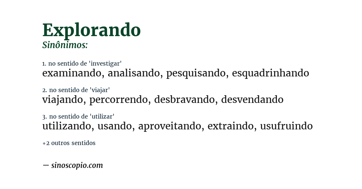 Sinônimo de explorando