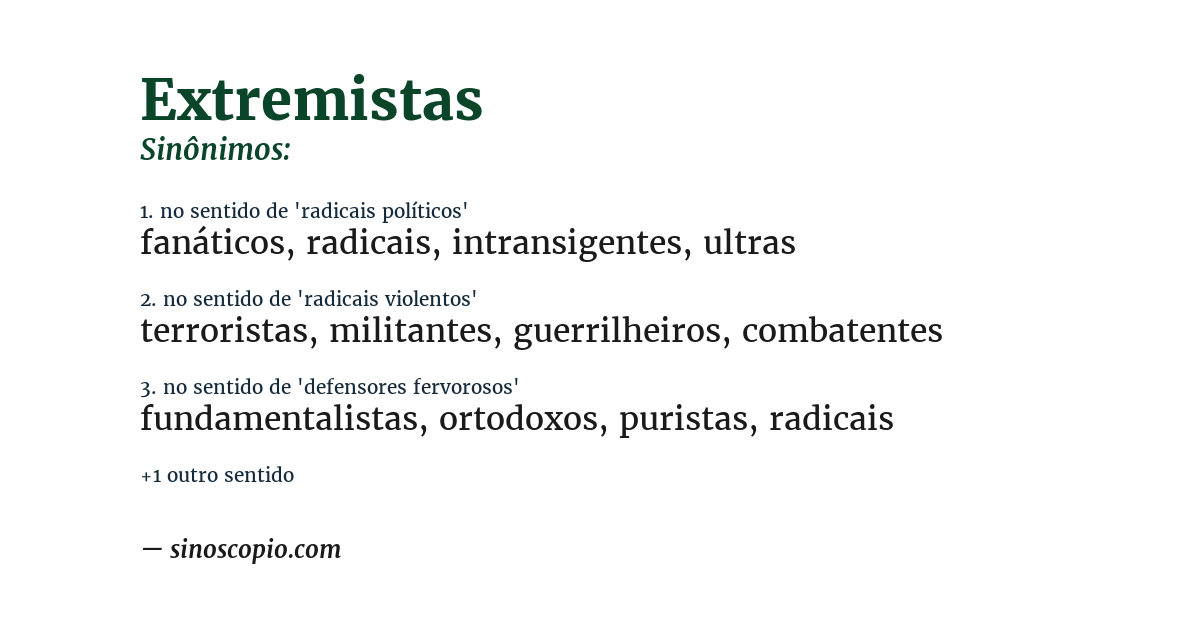 Sinônimo de extremistas