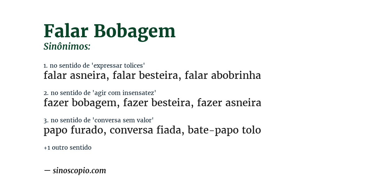 Sinônimo de falar bobagem