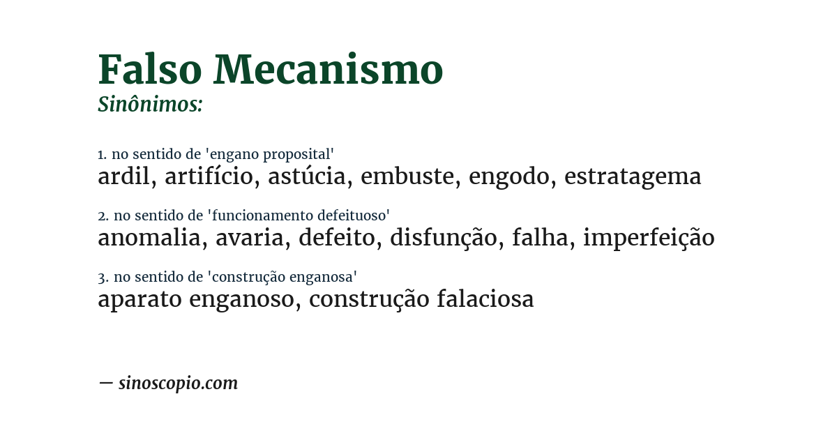 Sinônimo de falso mecanismo